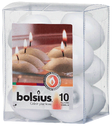 Sviečky plávajúce Bolsius 10ks biele