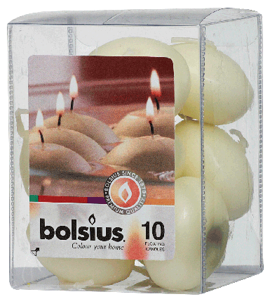 Sviečky plávajúce Bolsius 10ks krémové 