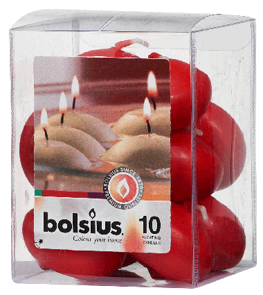 Sviečky plávajúce Bolsius 10ks červené